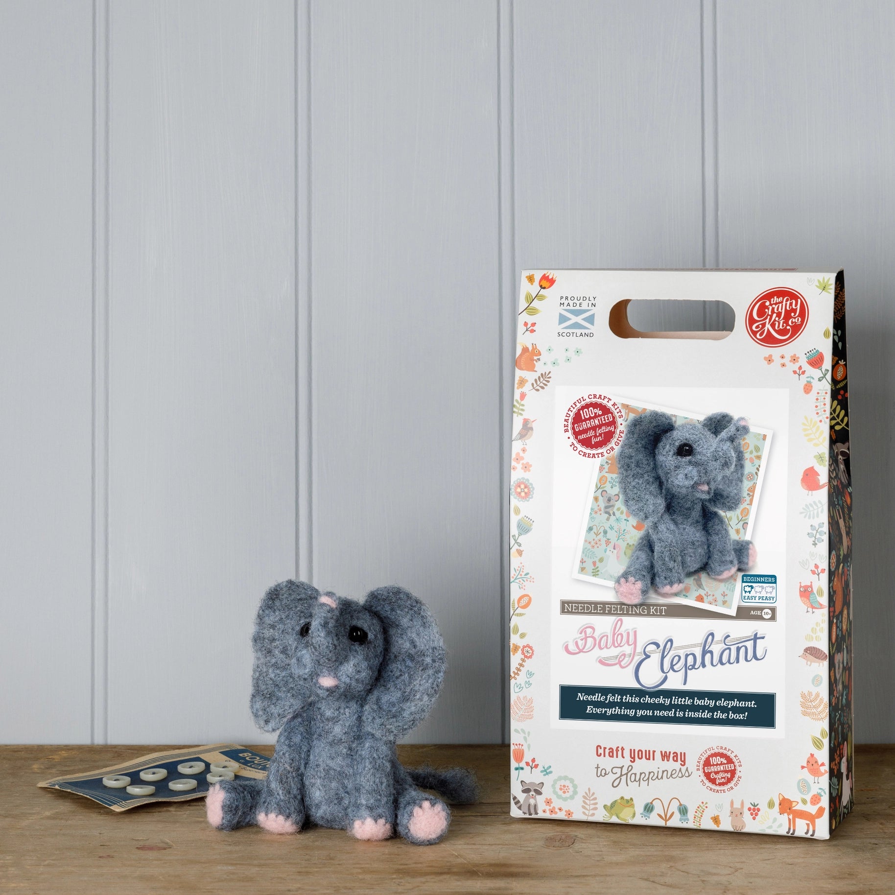 The Crafty Kit Company Baby Elephant Needle Felting Craft Kit