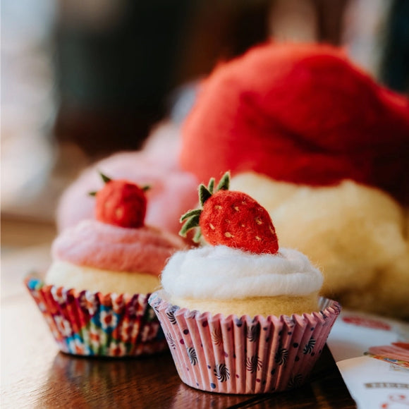 The Crafty Kit Company Strawberry Cupcakes Needle Felting Craft Kit