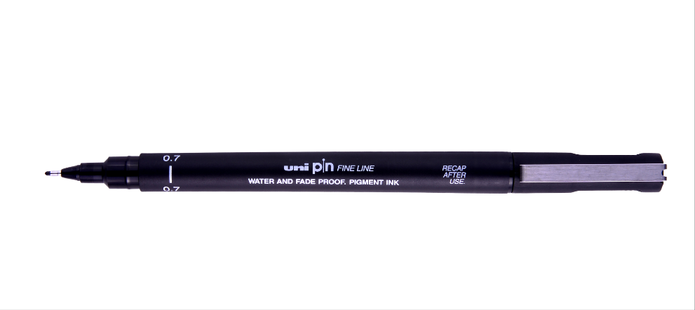 Uni Pin Fine Line Black Waterproof Drawing Pen 0.7mm / 07