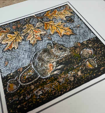 Woodland Magic Mouse - Hand Embellished Greetings Card & Envelope