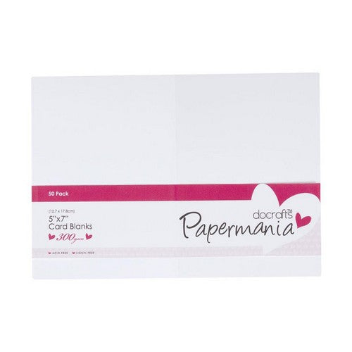 Papermania 5 x 7 Cards & Envelopes pack of 50pk 300gsm - White