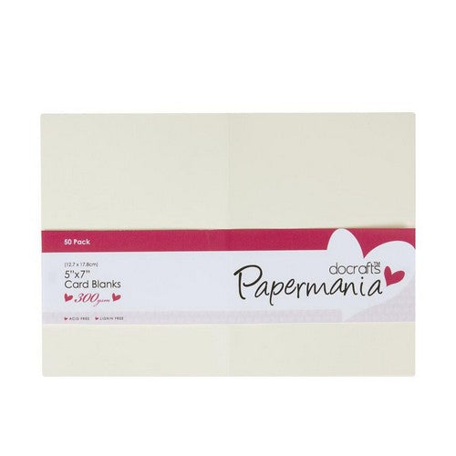 Papermania 5 x 7 Bumper Pack x 50 of Cards & Envelopes 300gsm - Cream