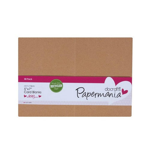 Papermania 5 x 7 Bumper Pack x 50 Cards & Envelopes - Recycled Kraft