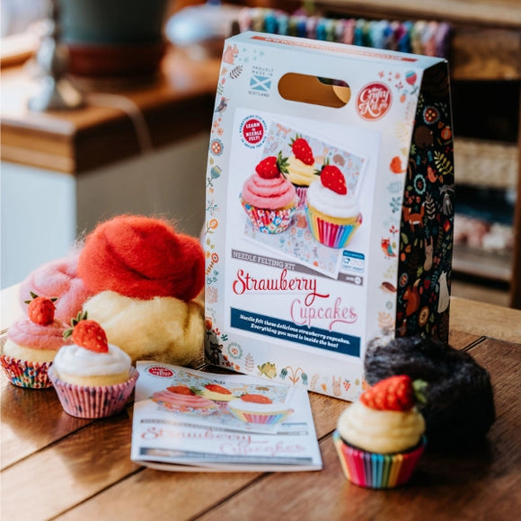 The Crafty Kit Company Strawberry Cupcakes Needle Felting Craft Kit