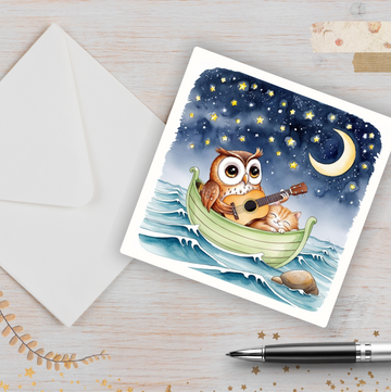 Owl & The Pussy Cat - Greetings Card & Envelope