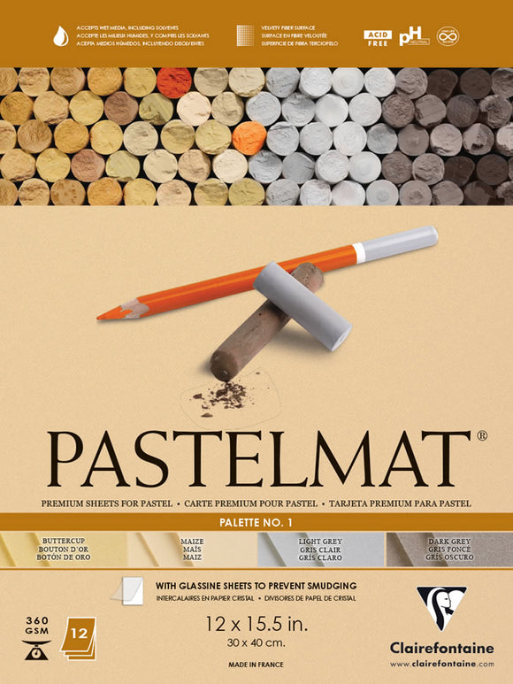 Pastelmat Clairefontaine Nº 1 Pad x 12 sheets 7" x 9.5" (18 x 24 cm) - Small