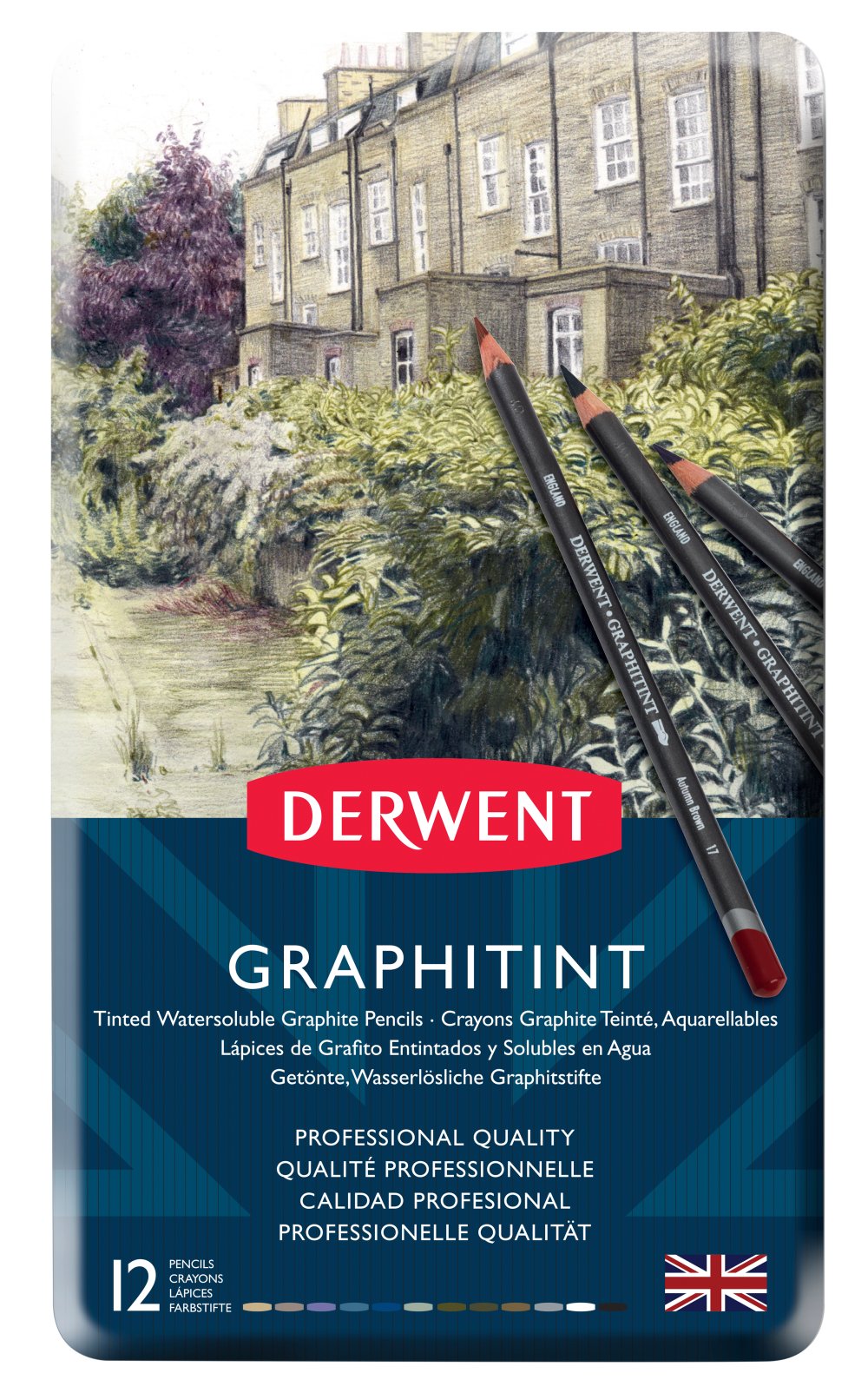 Derwent Graphitint Coloured Artist Pencils tin of 12