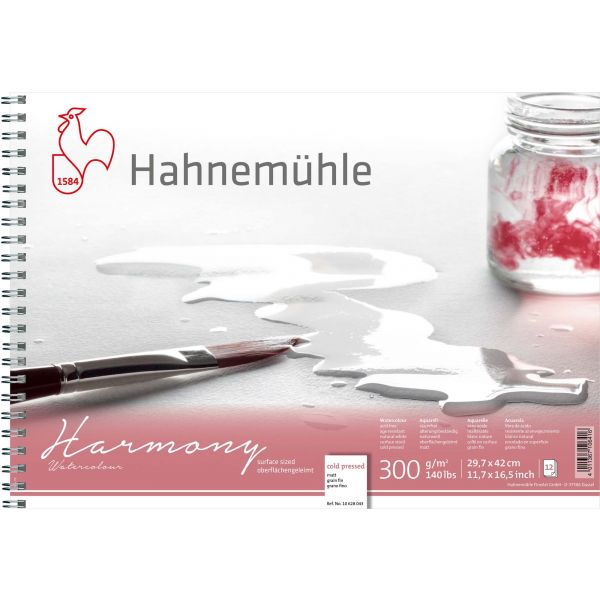 Hahnemühle Harmony Watercolour NOT / Cold Pressed Spiral Bound 300gsm x 12 sheets : A3