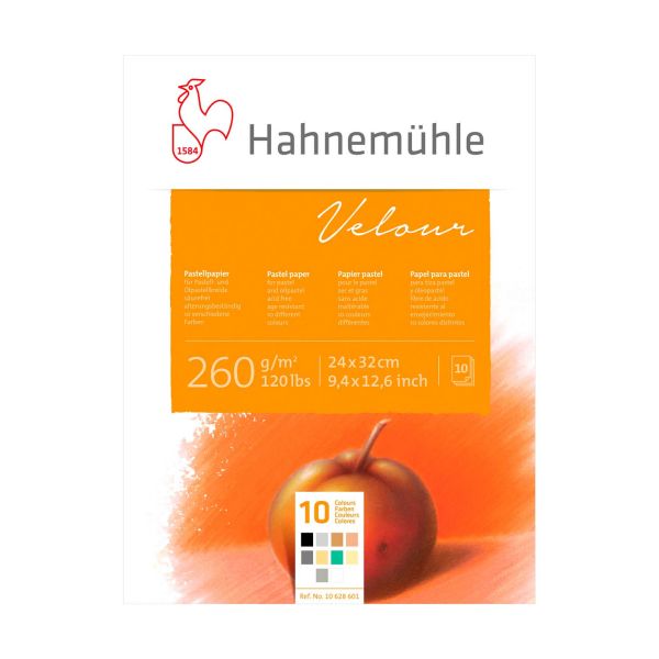 Hahnemühle Velour Pastel paper 24x32cm x 10 Sheets Mixed Colours