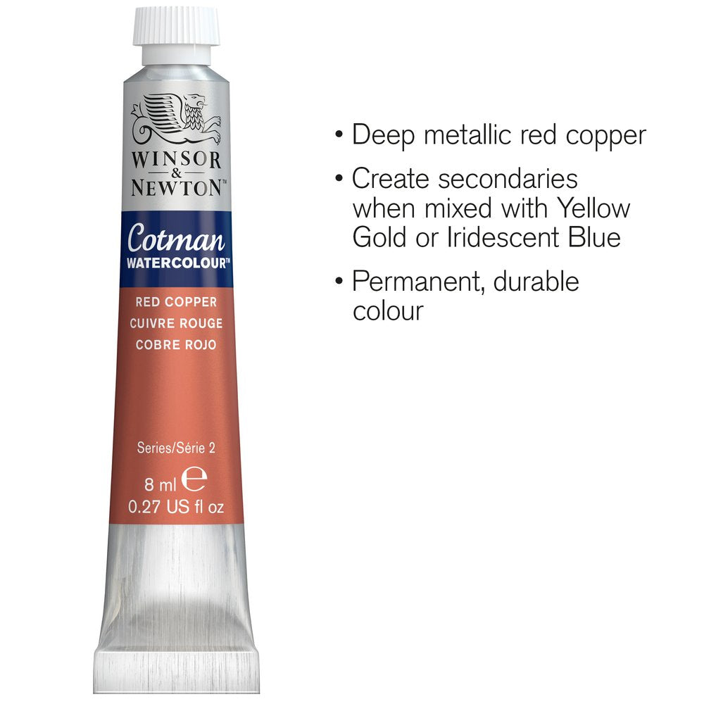 Winsor & Newton Watercolour Paint Cotman 8ml tube Red Copper