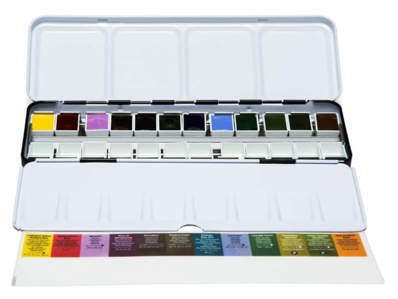 12 Colors of Inspiration HAND POURED Watercolor Half Pan Set in a Metal Box