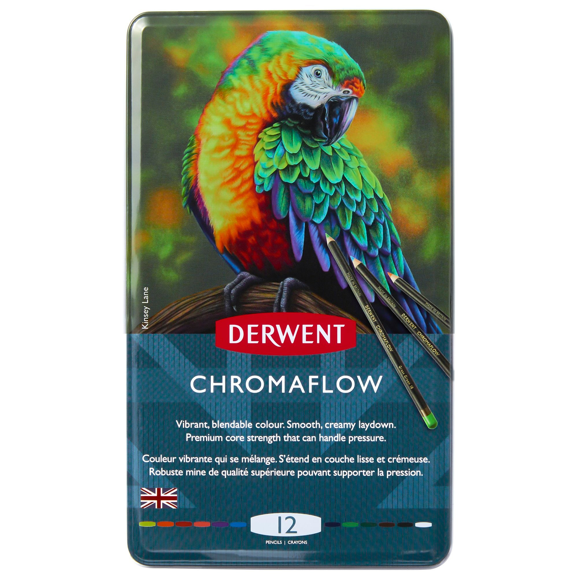 Derwent Chromaflow Coloured Artist Pencils tin of 12