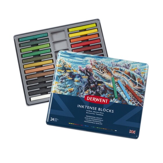 Derwent Inktense Colour Ink Blocks : 24 Blocks Tin