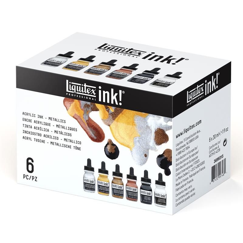 Liquitex Professional Acrylic Ink Set of 6 Iridescent Metallic colours