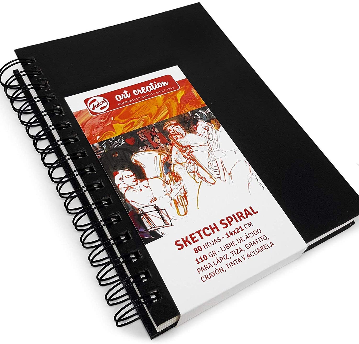 Royal Talens Art Creation Spiral Sketchbook Black Hard Cover 14 X21 cm