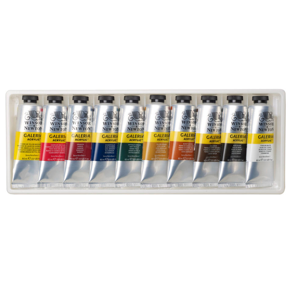 Winsor & Newton Galeria Acrylic Paint set of 10 x 60 ml tubes