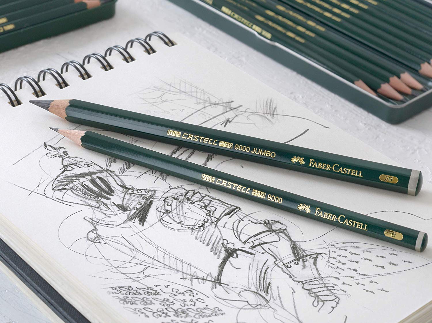 Faber-Castell : Castell 9000 Jumbo graphite pencil : Tin of five