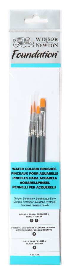 Winsor & Newton Foundation Golden Synthetic brushes mixed pack of 4