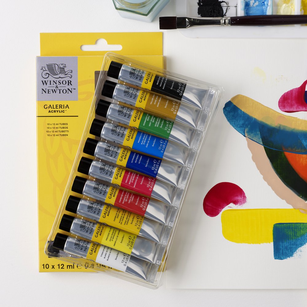 Winsor & Newton Galeria Acrylic Paint 10 colours x 12 ml tube set