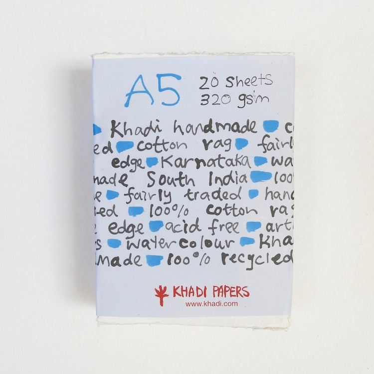Khadi Handmade Cotton Paper 320gsm A5  x 20 sheets A52W - 0