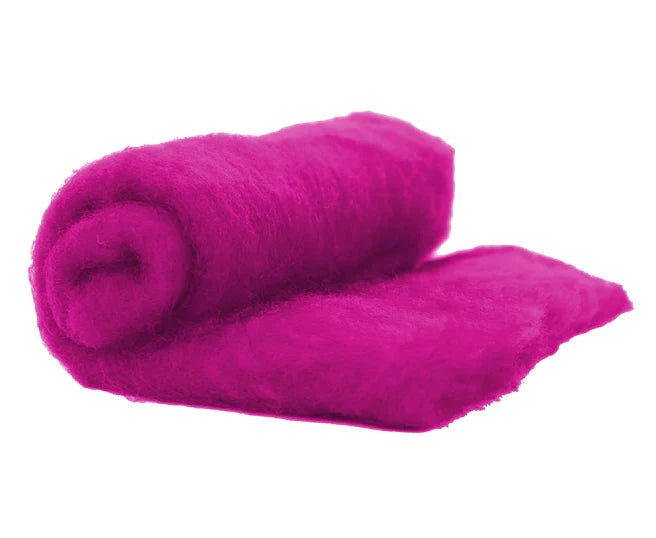 Perendale Carded Extra large Wool Batt 200g Bright Pink