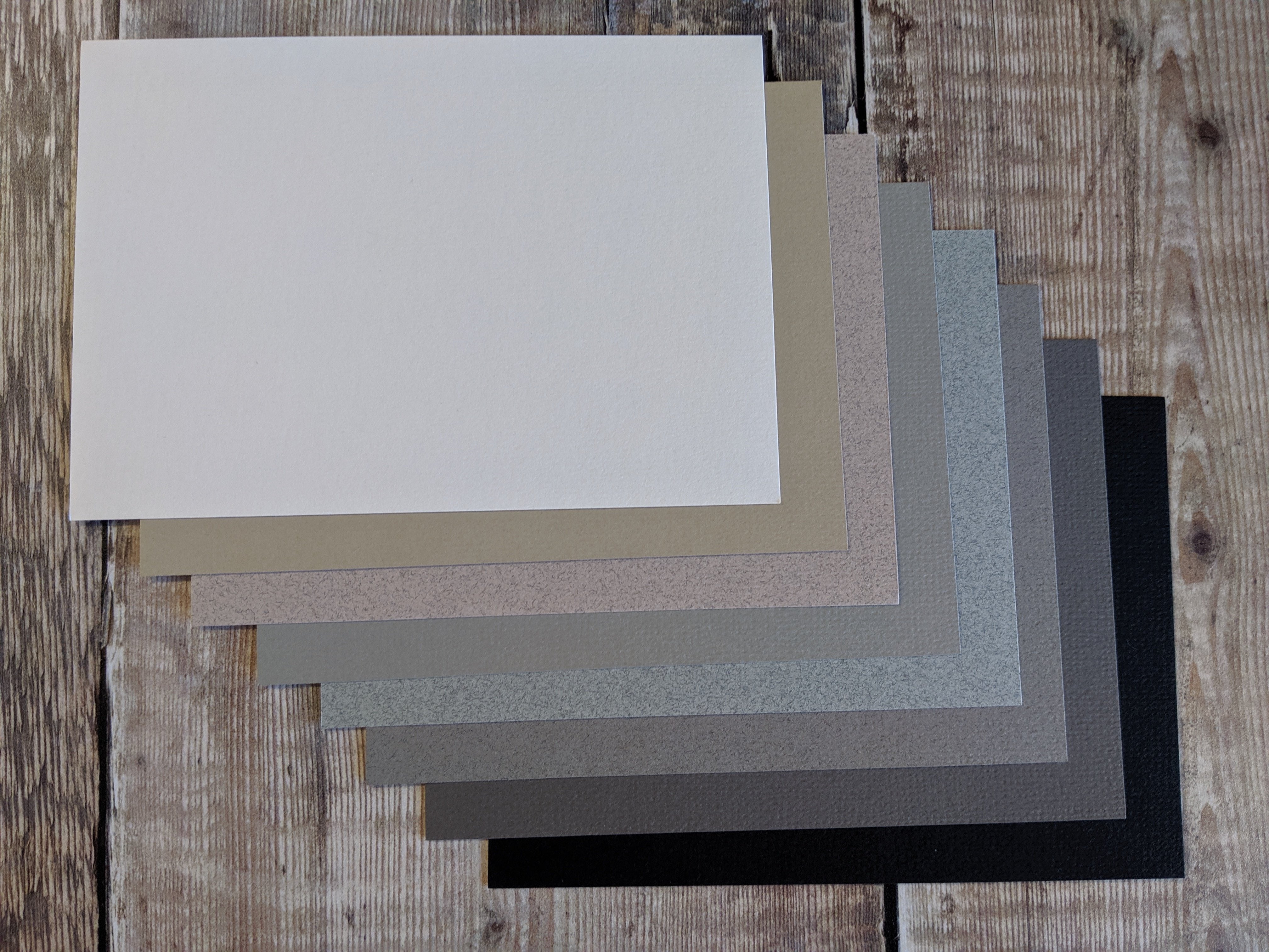 8 Layered pack of Grey shades Hammered 160 gsm paper A4