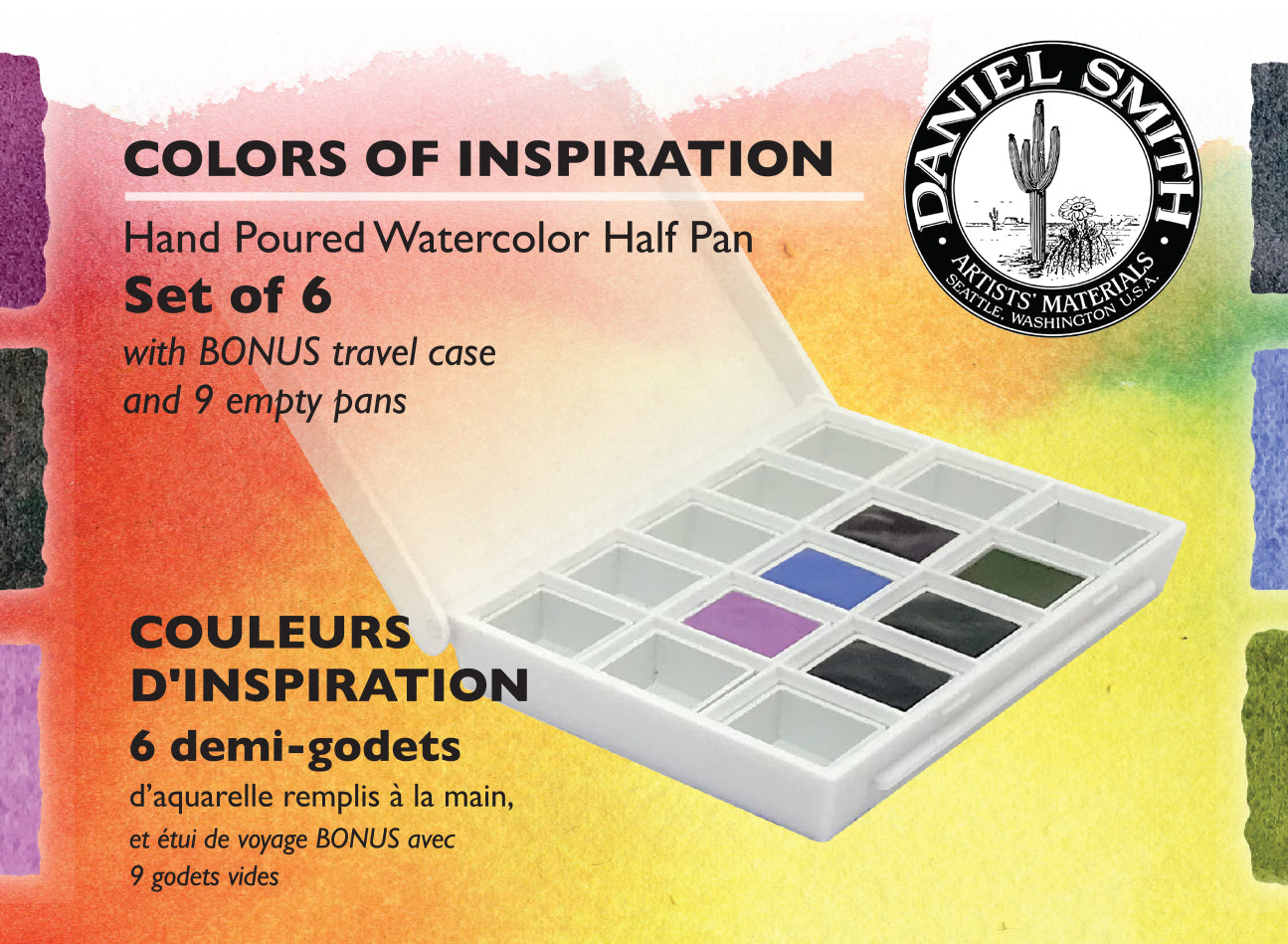 DANIEL SMITH Watercolour Colours of Inspiration Paint Set of 6 half pans plus bonus 9 empty half pans