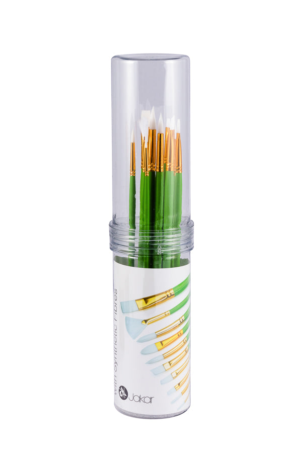 Jakar : Tube Set 6441 : Long Handle Synthetic Brush Set- 10 long handled brushes