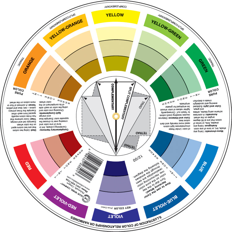 Work out colour combinations quickly with this handy colour wheel . Complementary colours, triads and split complementaries.