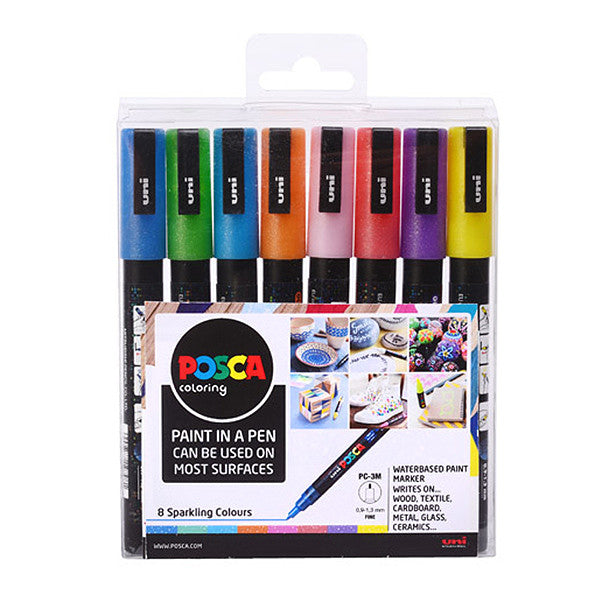 POSCA Marker Pen Set of 8 Assorted Sparkling colours PC-3M