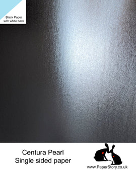Pearlescent single sided coated paper. Black one side white the other, this is a very popular papercutting paper suitable from beginners to expert. Only 95 gsm, a lightweight paper, that is perfect for fine details Acid freeCentura Pearl single sided pearlescent Papercutting paper 90 gsm Black A3