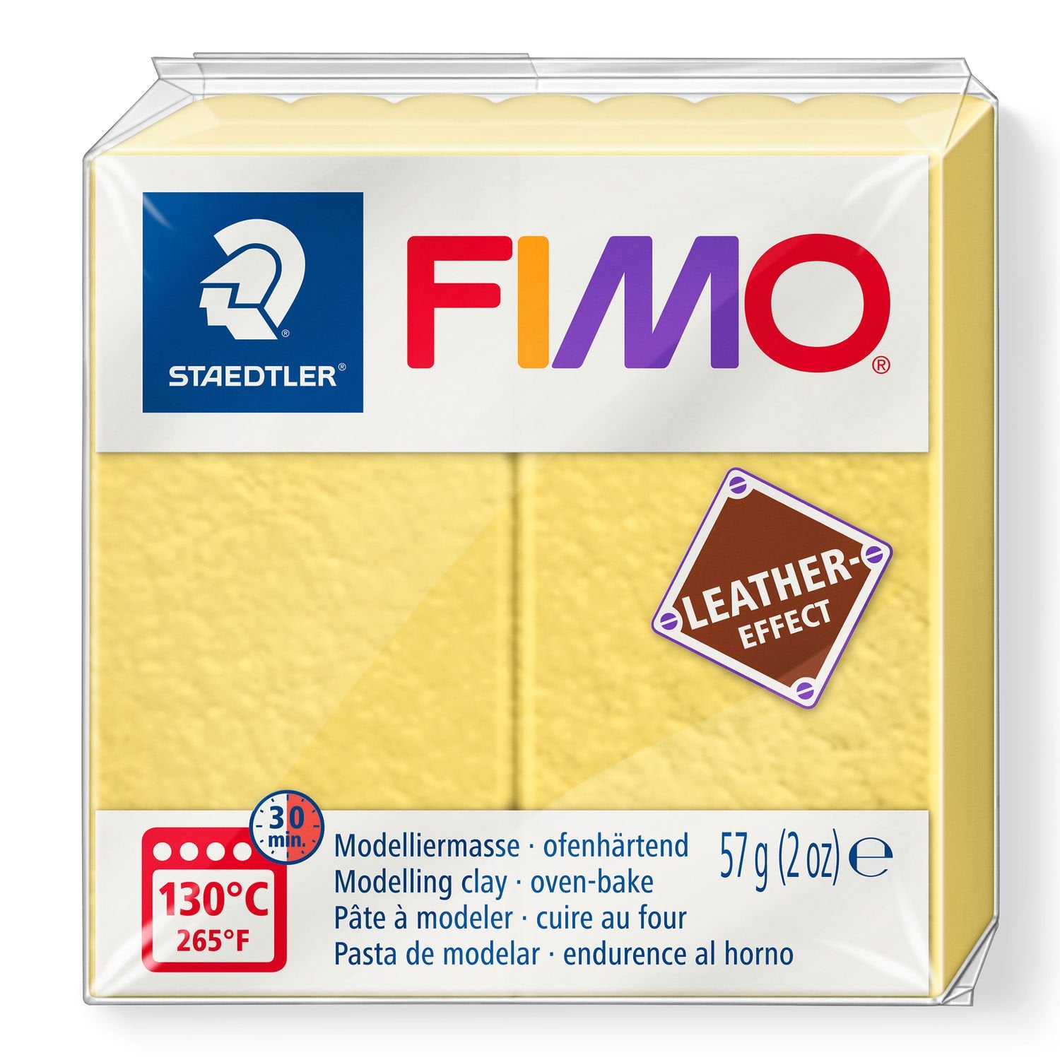 FIMO Leather Effects Clay 57 g 8010 - 109 Saffron Yellow.