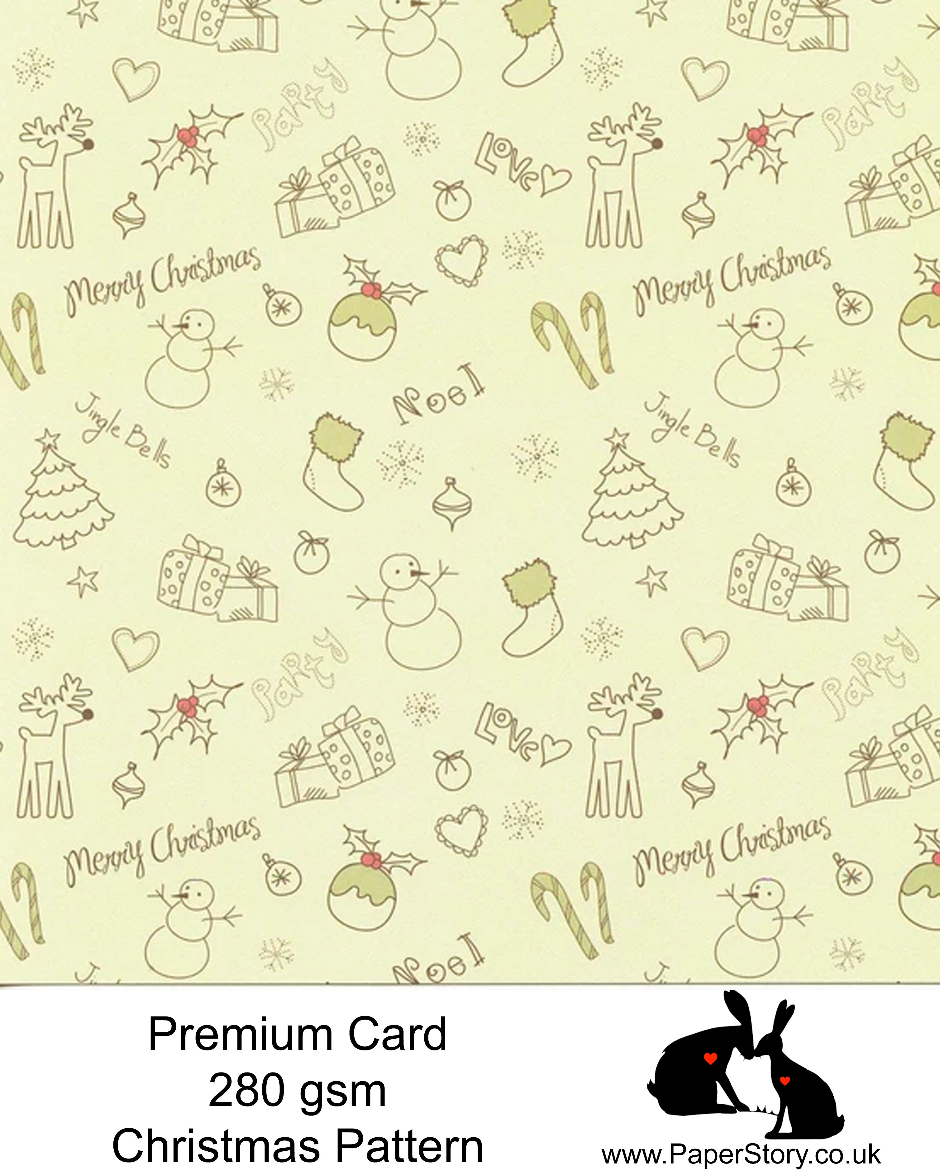 A4 Smooth card 280 gsm Single sided, Christmas pattern. Smooth card, perfect for crafting and card making. Cute repeating pattern, white other side
