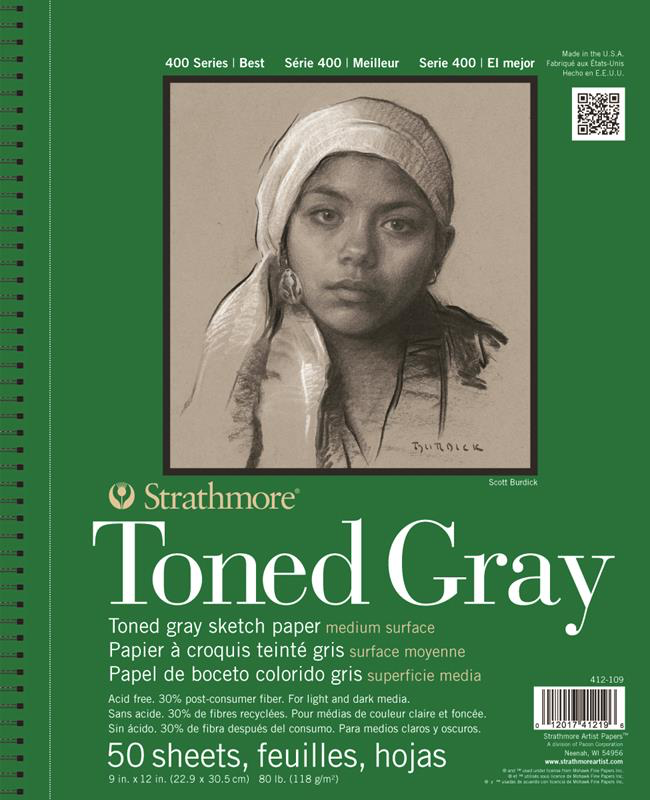Strathmore 400 Series Toned Grey Wire Bound 24 Sheets 11 x 14 inches - 0