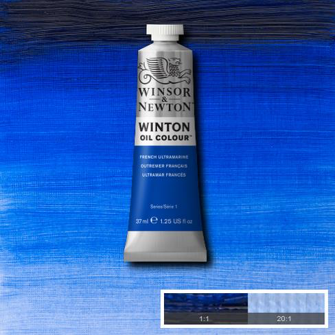 French Ultramarine is a rich transparent blue. It was created by French chemist Guimet in 1828 as a synthetic but chemically identical alternative to the expensive pigment derived from Lapis Lazuli.