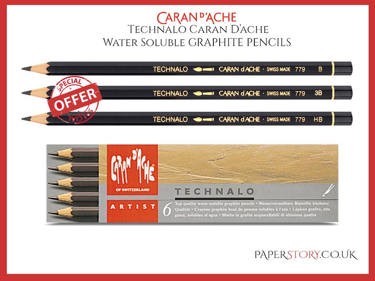 Caran d'Ache  Six assorted Technalo Water-soluble Graphite pencils