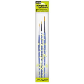 Pebeo Acrylic Synthetic brushes pack of three round brush set