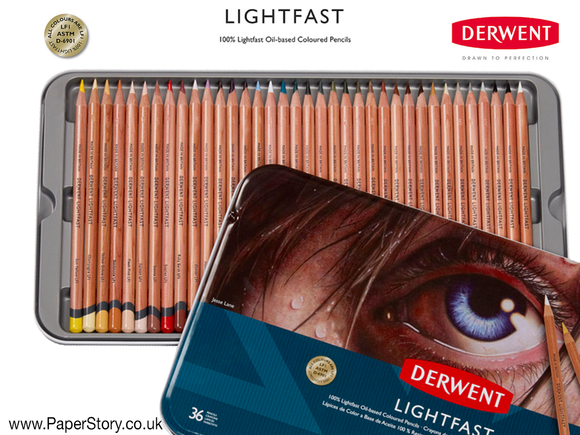 Derwent Lightfast Coloured Artist Pencils tin of 36
