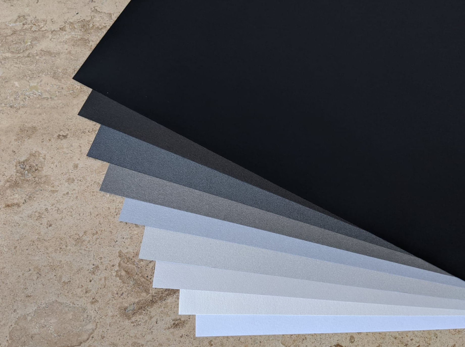 9 Layered pack of Greyscale  Pearlescent 120 gsm paper A3
