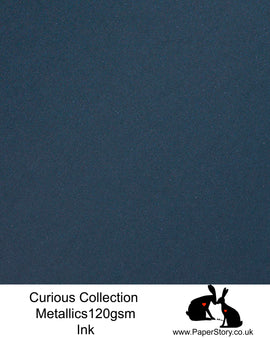Curious Collection Curious Metallics Ink deep blue Navy colour This unique metallic paper is unlike any other metallic shimmer surface, the natural underlying wove surface of Curious Metallics enhances the stunning metallic shimmer.