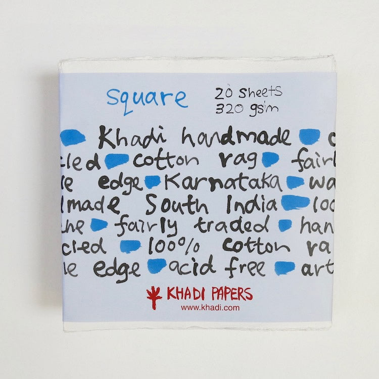 Khadi Handmade Square Cotton Paper 320gsm SP42W 20x20 cm x 20 sheets