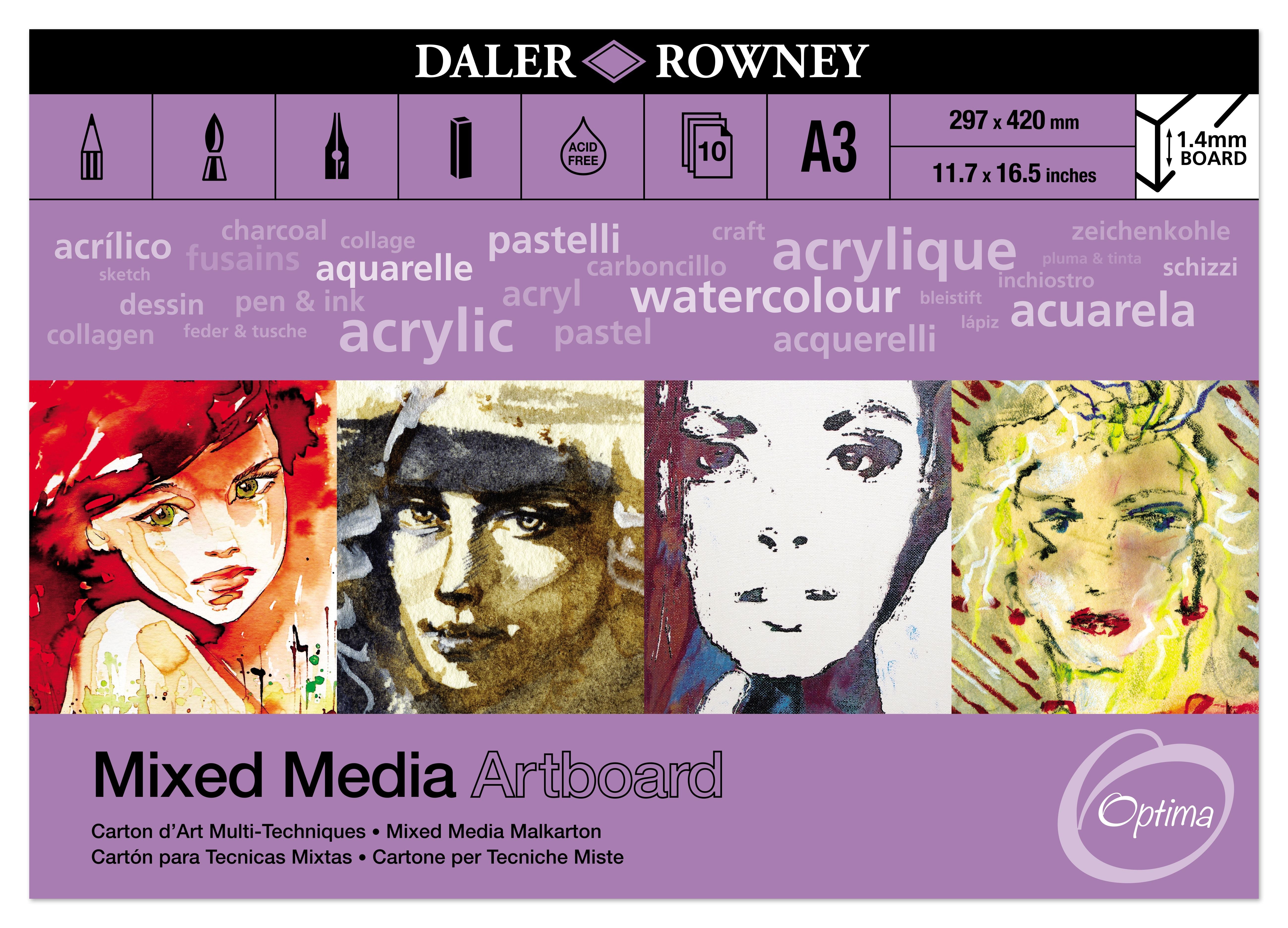 Daler Rowney Optima Mixed Media Artboard A3 x 10 Boards