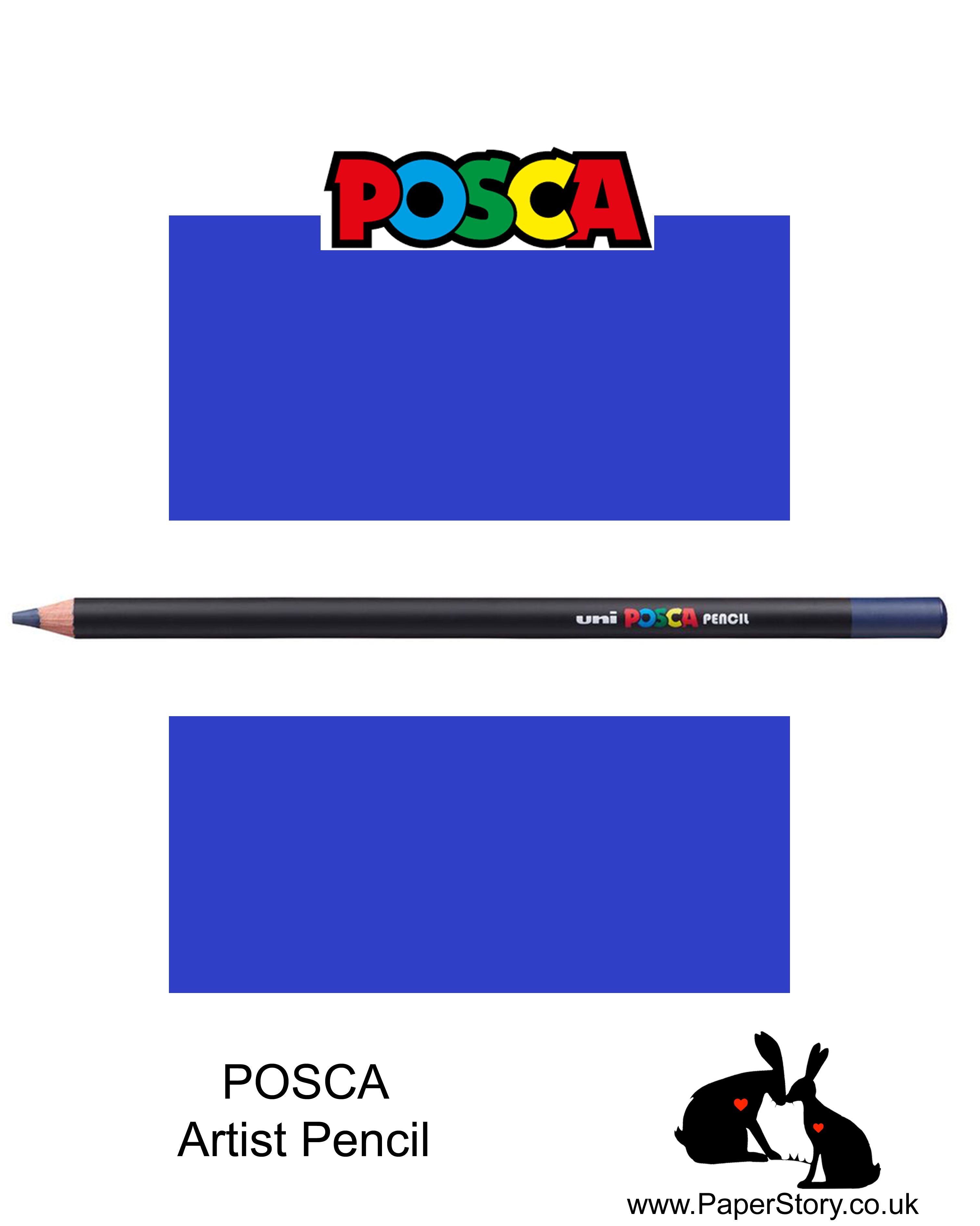 POSCA Artist quality coloured pencils, This is a beautiful blue, with cool tones,  more like an Ultramarine blue in colour.  New stunning addition to our choice of coloured pencils. Vibrant, bold, colourful and stylish