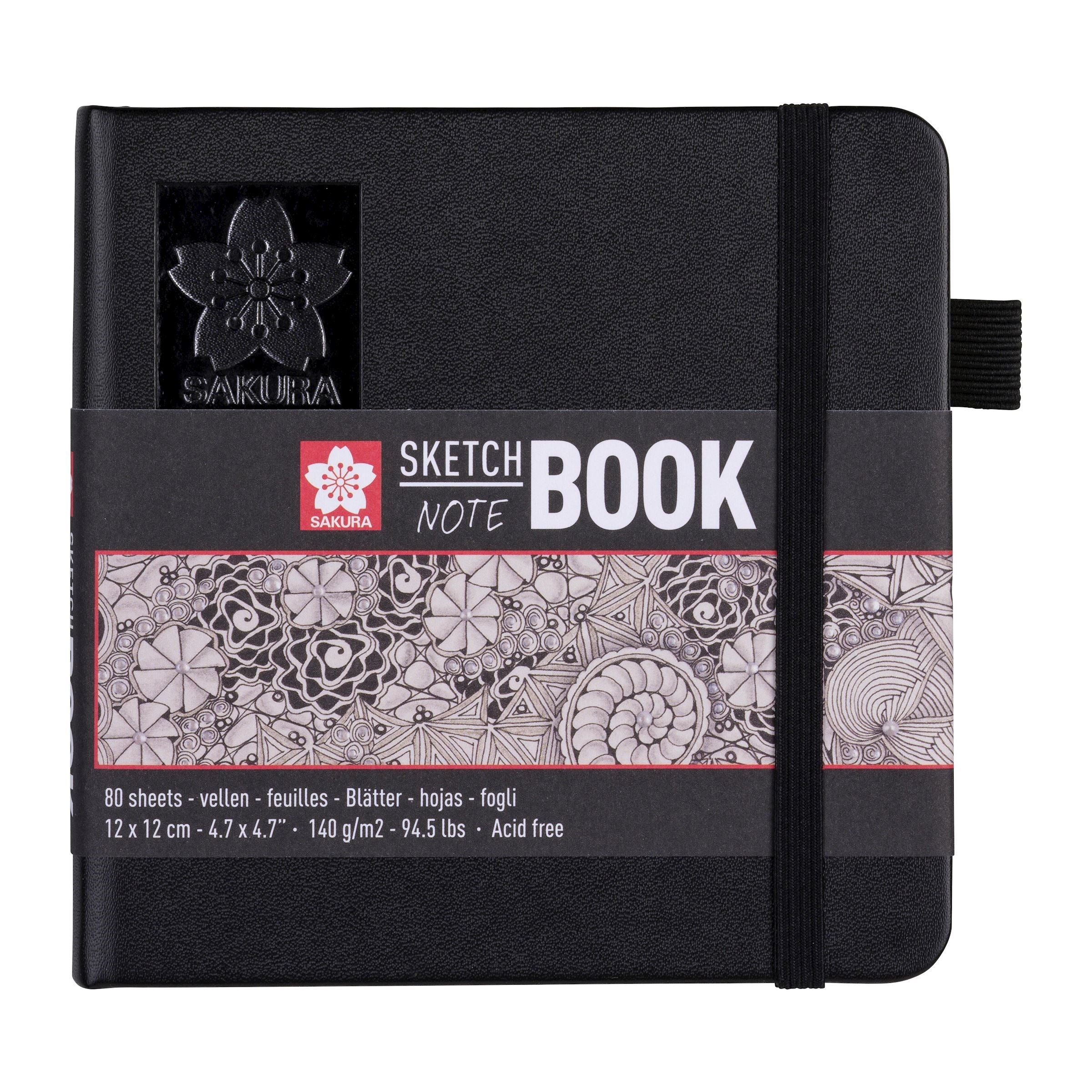 NEW Sakura : Sketchbook Black Cover 12X12 cm, 140g . 80 sheets