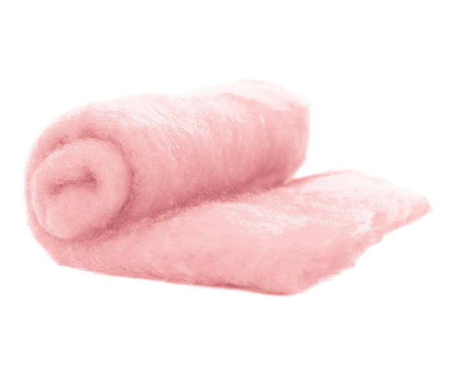 Perendale Carded Extra large Wool Batt 200g Candy Floss Pink