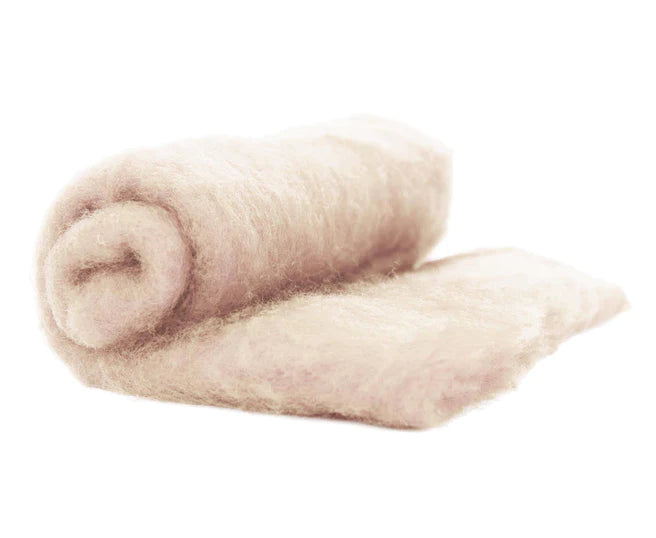 Perendale Carded Extra large Wool Batt 200g Eggshell Pink