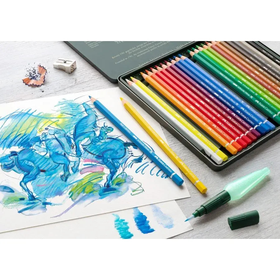 "Professional water-soluble artist pencils from leading brands including Caran d'Ache, Faber-Castell and Derwent