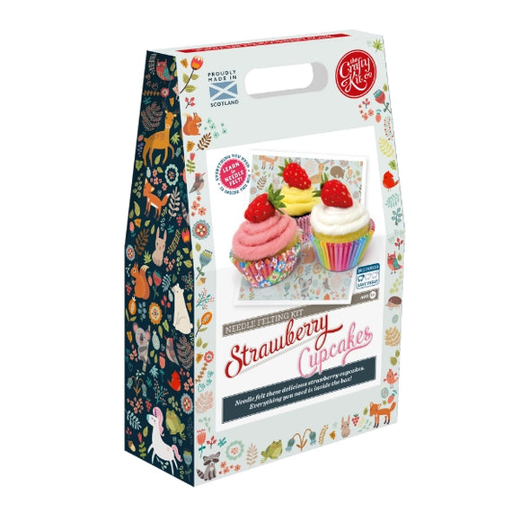 The Crafty Kit Company Strawberry Cupcakes Needle Felting Craft Kit