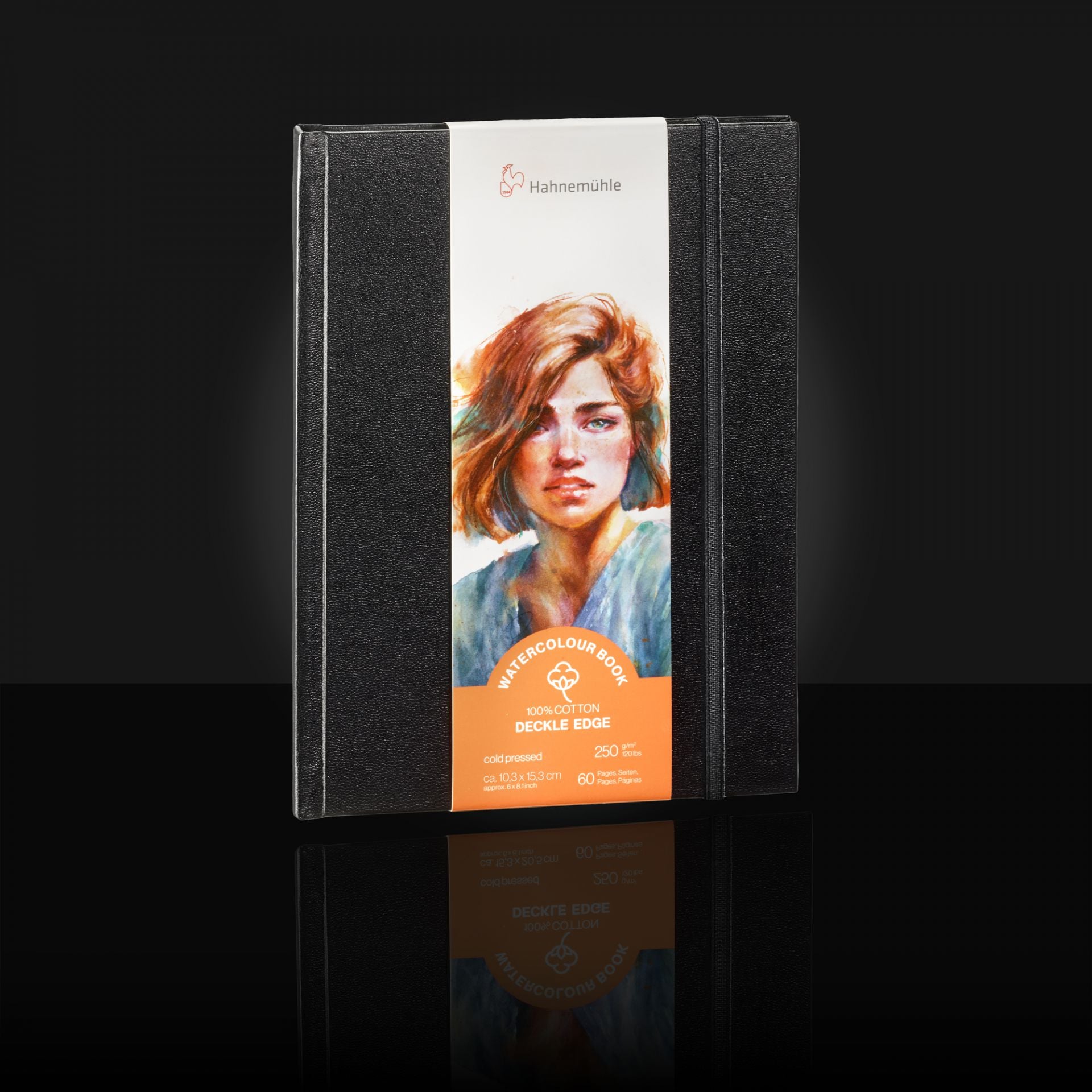 Black art book with a portrait illustration on a dark background