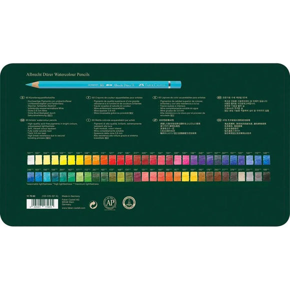 FABER CASTELL Albrecht Dürer Watercolour Artists Pencils tin of 60